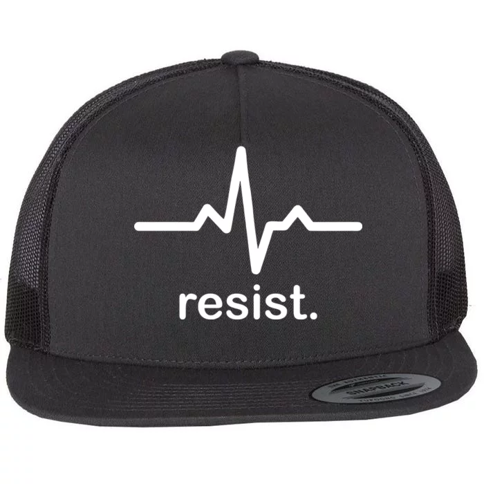 Resist Heart Beat Resistance Logo Flat Bill Trucker Hat