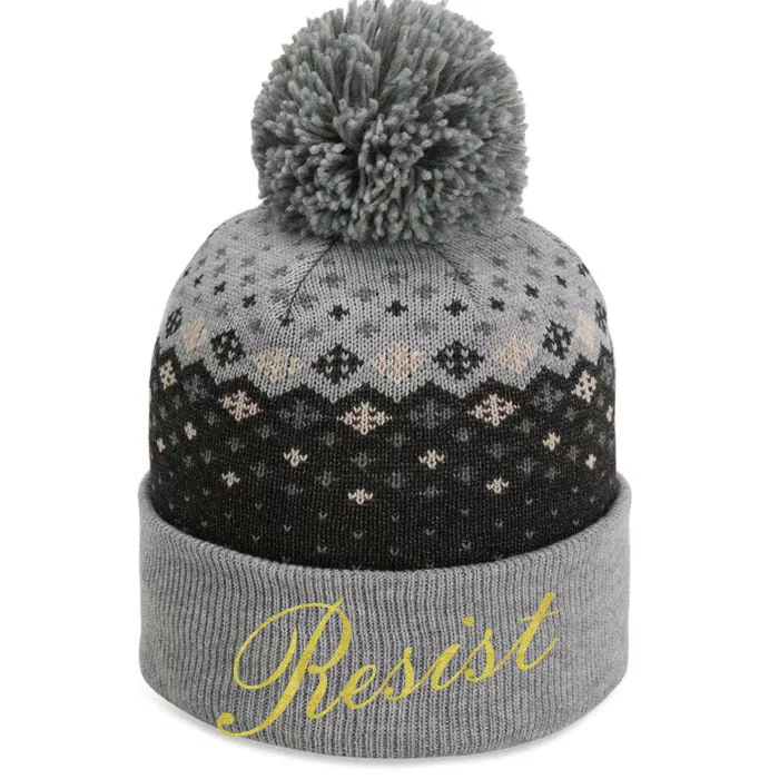 Resist Limited Gold Script The Baniff Cuffed Pom Beanie