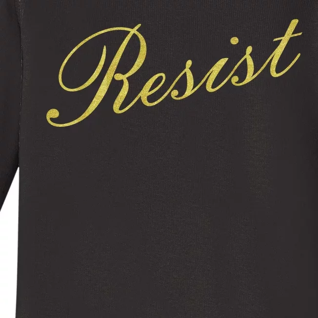 Resist Limited Gold Script Baby Long Sleeve Bodysuit