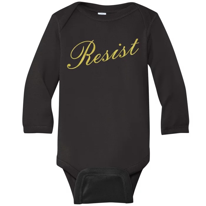 Resist Limited Gold Script Baby Long Sleeve Bodysuit