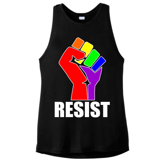 Resist Rainbow Fist National Pride Equality March Ladies Tri-Blend Wicking Tank