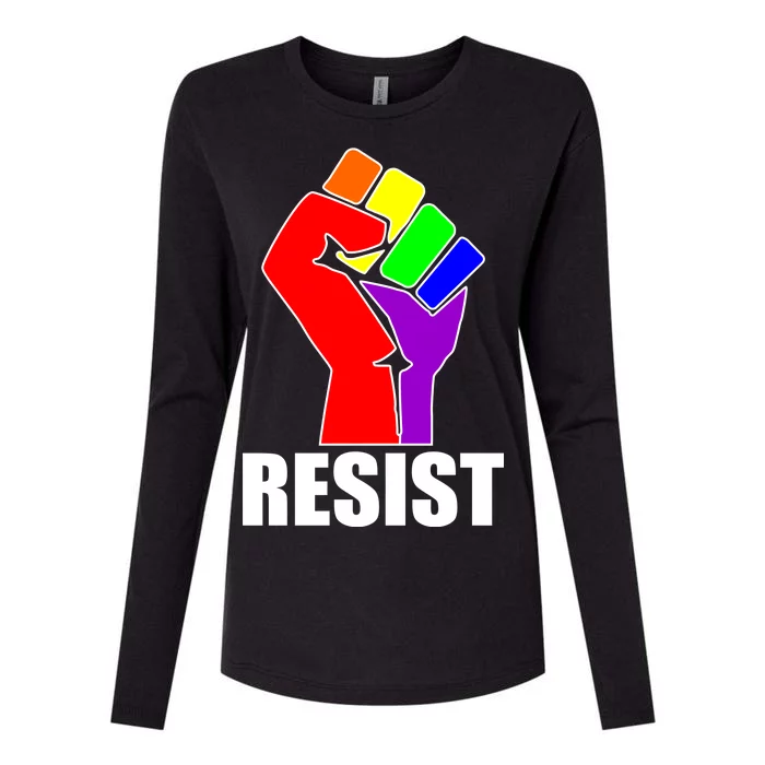 Resist Rainbow Fist National Pride Equality March Womens Cotton Relaxed Long Sleeve T-Shirt