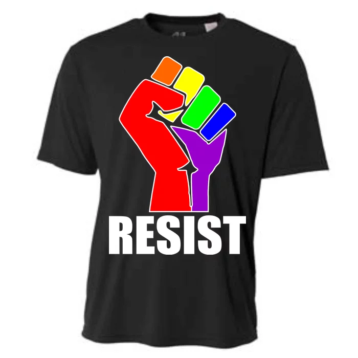 Resist Rainbow Fist National Pride Equality March Cooling Performance Crew T-Shirt