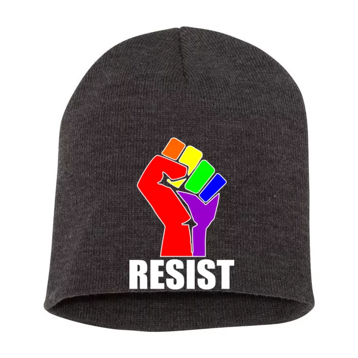 Resist Rainbow Fist National Pride Equality March Short Acrylic Beanie