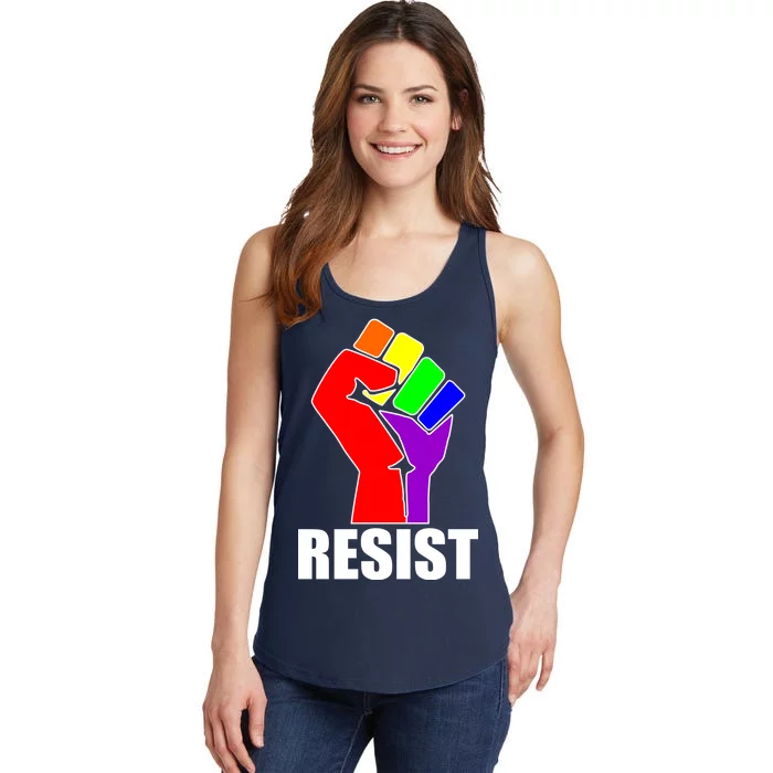 Resist Rainbow Fist National Pride Equality March Ladies Essential Tank