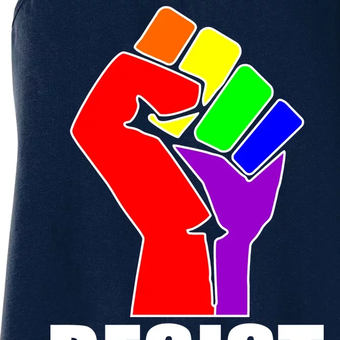 Resist Rainbow Fist National Pride Equality March Women's Racerback Tank