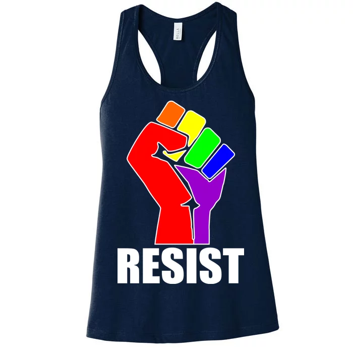 Resist Rainbow Fist National Pride Equality March Women's Racerback Tank