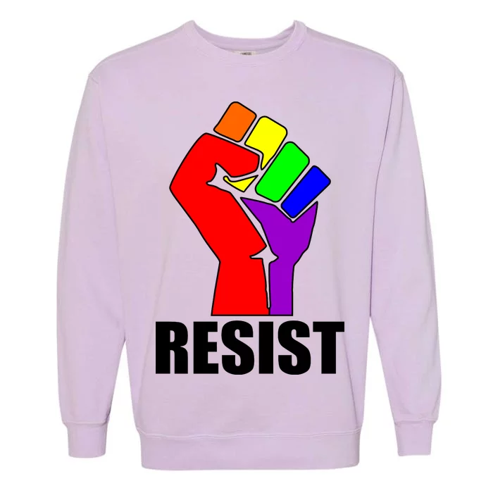 Resist Rainbow Fist National Pride Equality March Garment-Dyed Sweatshirt