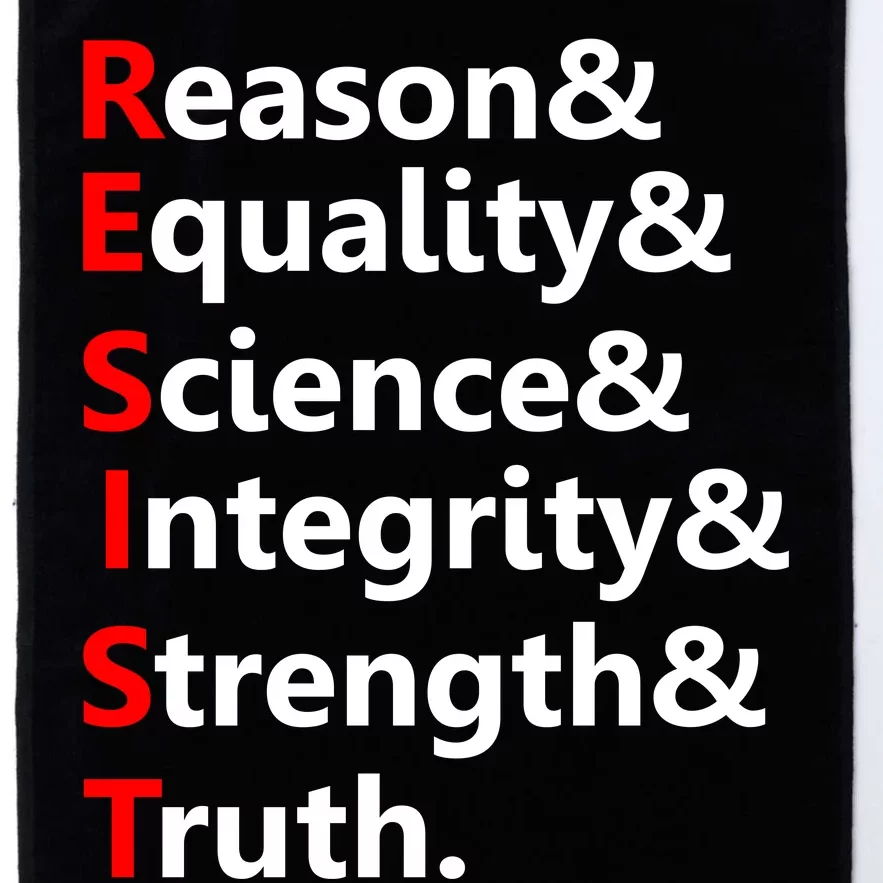 Resist Reason, Equality, Science, Integrity, Strength & Truth. Resistance Platinum Collection Golf Towel