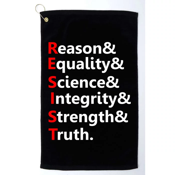 Resist Reason, Equality, Science, Integrity, Strength & Truth. Resistance Platinum Collection Golf Towel