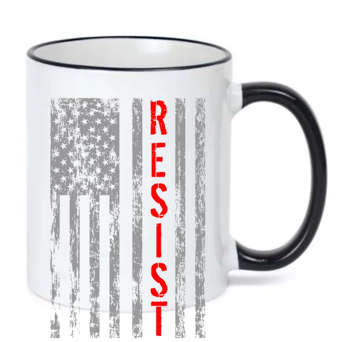 Resist Retro USA Flag The Resistance Anti Trump Black Color Changing Mug