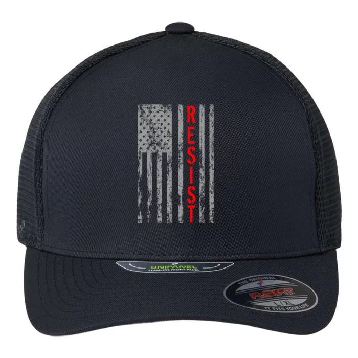 Resist Retro USA Flag The Resistance Anti Trump Flexfit Unipanel Trucker Cap