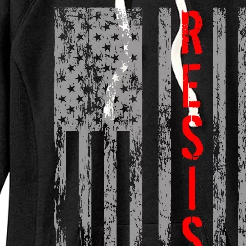 Resist Retro USA Flag The Resistance Anti Trump Women's Fleece Hoodie