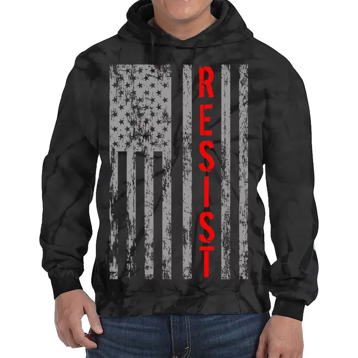 Resist Retro USA Flag The Resistance Anti Trump Tie Dye Hoodie