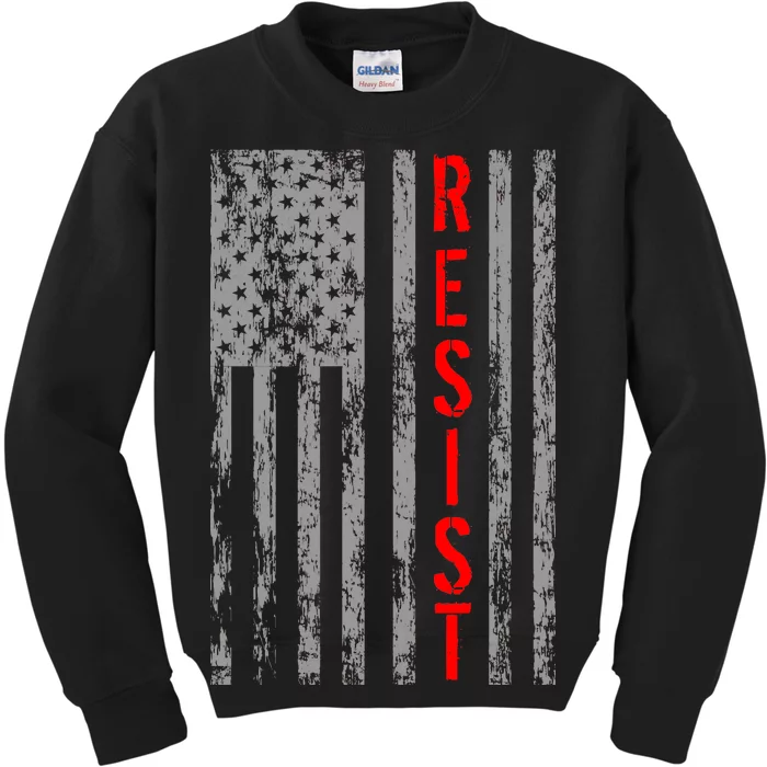 Resist Retro USA Flag The Resistance Anti Trump Kids Sweatshirt