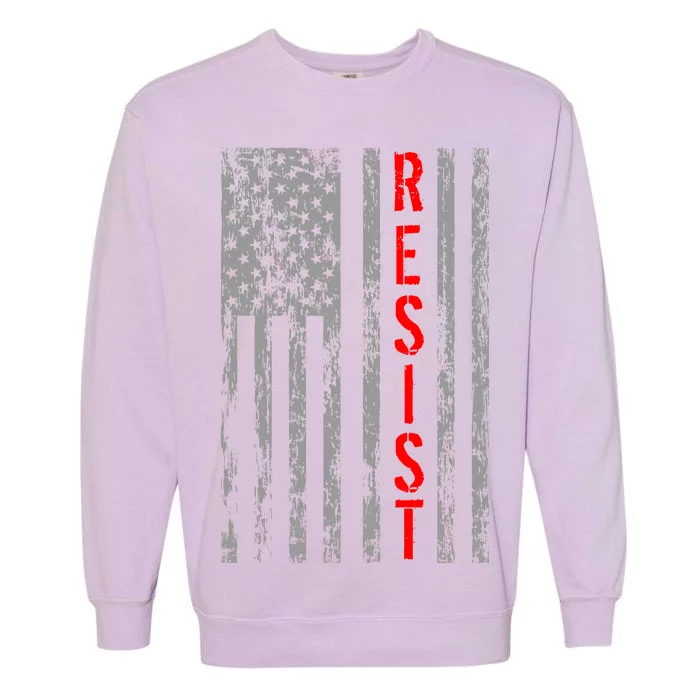 Resist Retro USA Flag The Resistance Anti Trump Garment-Dyed Sweatshirt