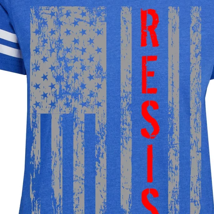 Resist Retro USA Flag The Resistance Anti Trump Enza Ladies Jersey Football T-Shirt