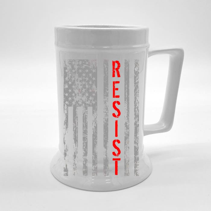 Resist Retro USA Flag The Resistance Anti Trump Front & Back Beer Stein