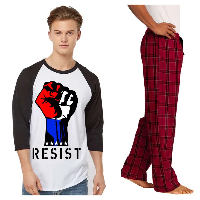 Resist Revolution Fight USA Stars Flag Fist Anti Trump Raglan Sleeve Pajama Set