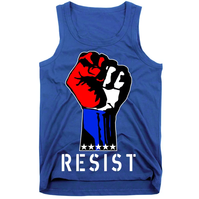 Resist Revolution Fight USA Stars Flag Fist Anti Trump Tank Top