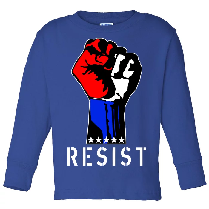 Resist Revolution Fight USA Stars Flag Fist Anti Trump Toddler Long Sleeve Shirt