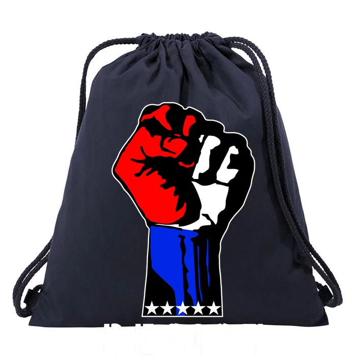 Resist Revolution Fight USA Stars Flag Fist Anti Trump Drawstring Bag