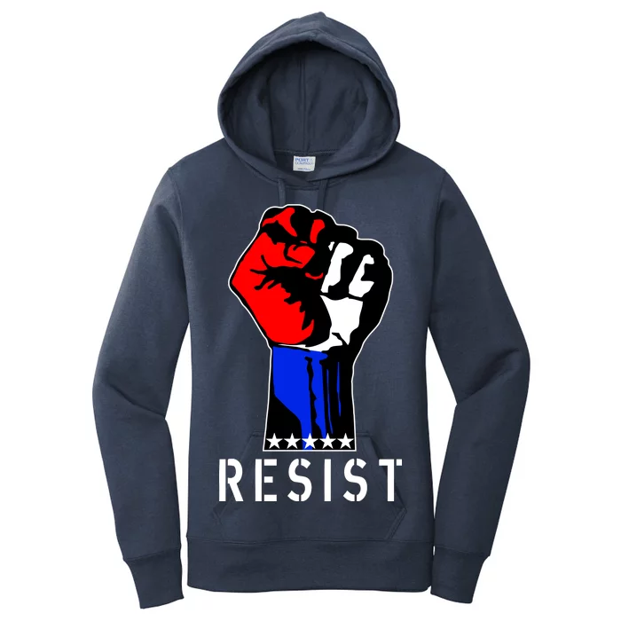 Resist Revolution Fight USA Stars Flag Fist Anti Trump Women's Pullover Hoodie