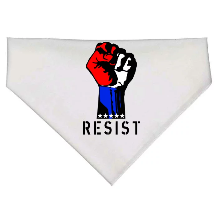 Resist Revolution Fight USA Stars Flag Fist Anti Trump USA-Made Doggie Bandana