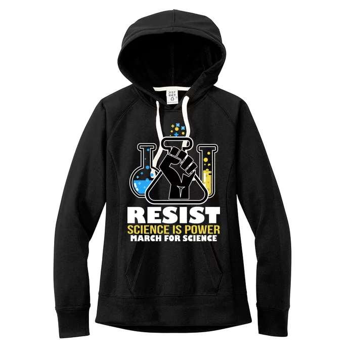 Resist Science is Power March for Science Fist Logo Women's Fleece Hoodie