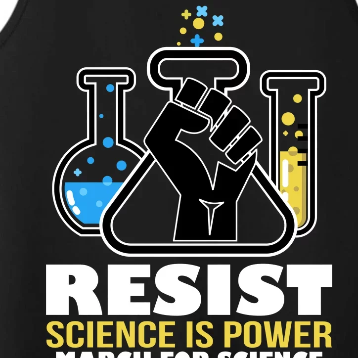 Resist Science is Power March for Science Fist Logo Performance Tank