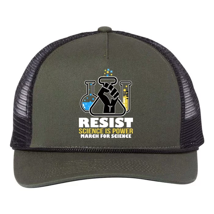 Resist Science is Power March for Science Fist Logo Retro Rope Trucker Hat Cap