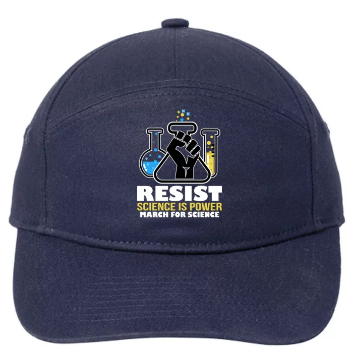 Resist Science is Power March for Science Fist Logo 7-Panel Snapback Hat