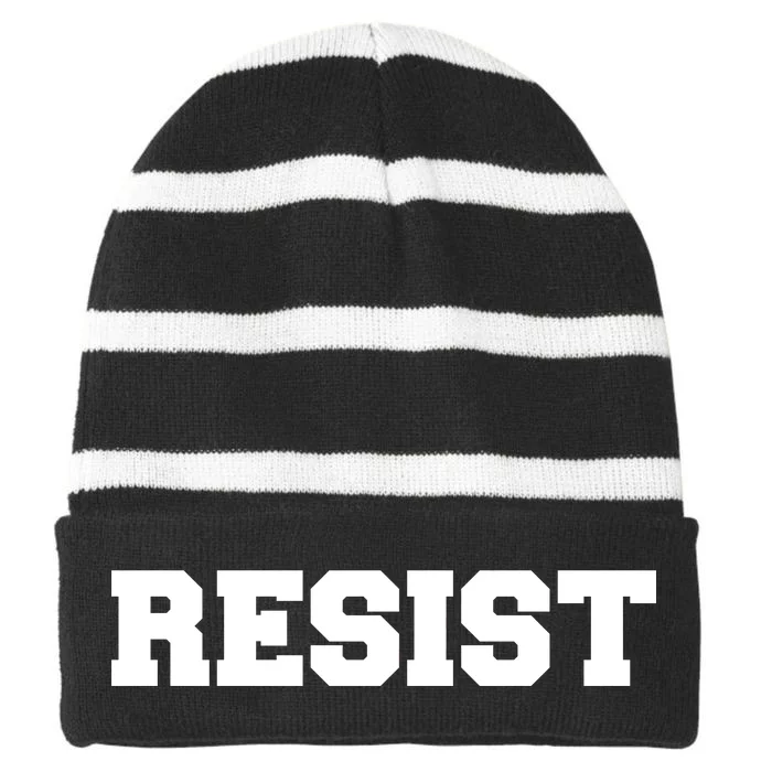 RESIST The Resistance Anti Donald Trump Love Trumps Hate Striped Beanie with Solid Band