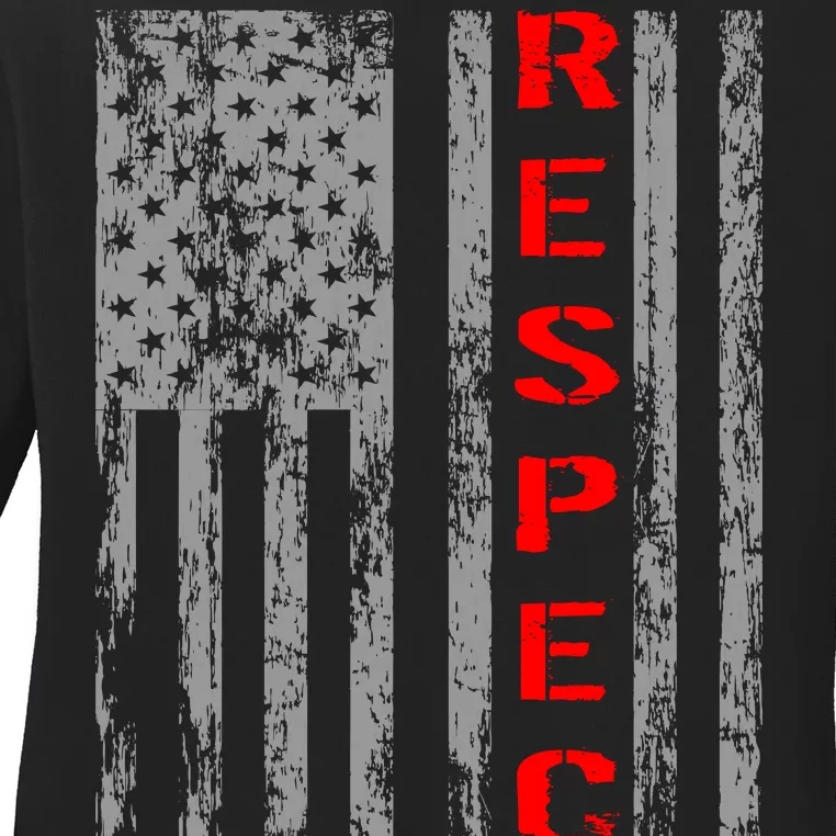 Respect Flag Of America Ladies Long Sleeve Shirt