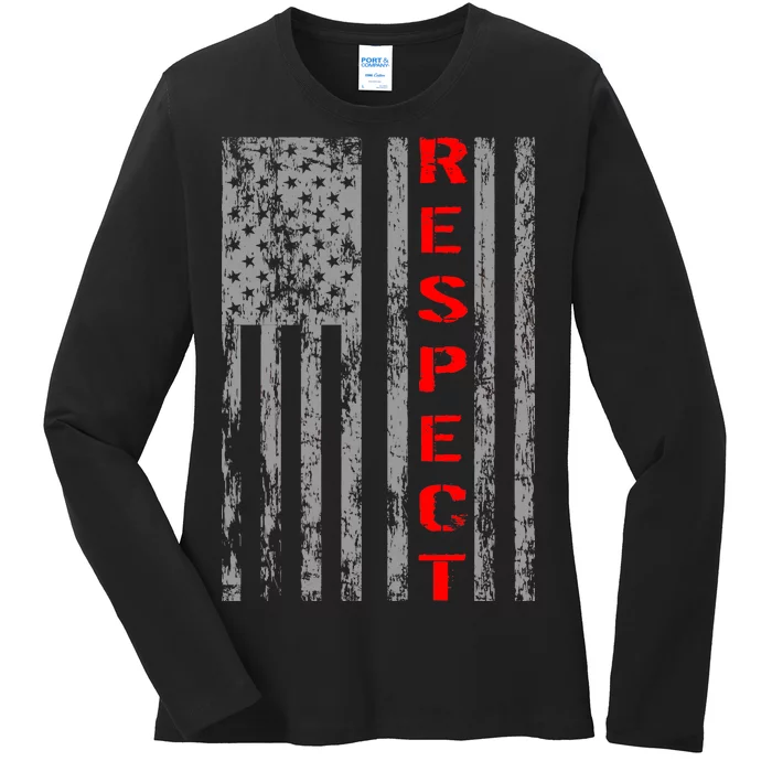 Respect Flag Of America Ladies Long Sleeve Shirt