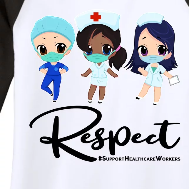 Respect Support Healthcare Workers Women's Tri-Blend 3/4-Sleeve Raglan Shirt