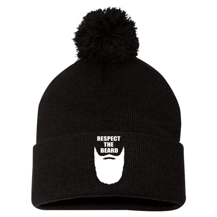 Respect The Beard Funny Bearded Pom Pom 12in Knit Beanie