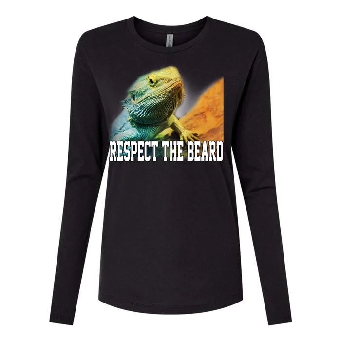 Respect The Beard Funny Bearded Dragon Womens Cotton Relaxed Long Sleeve T-Shirt