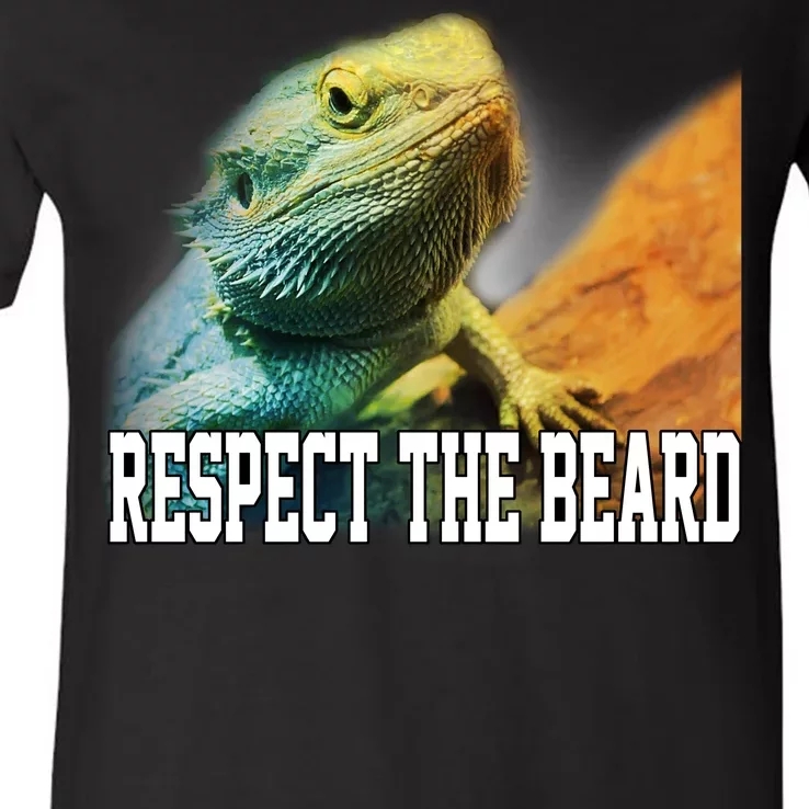 Respect The Beard Funny Bearded Dragon V-Neck T-Shirt