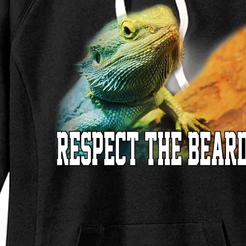 Respect The Beard Funny Bearded Dragon Women's Fleece Hoodie