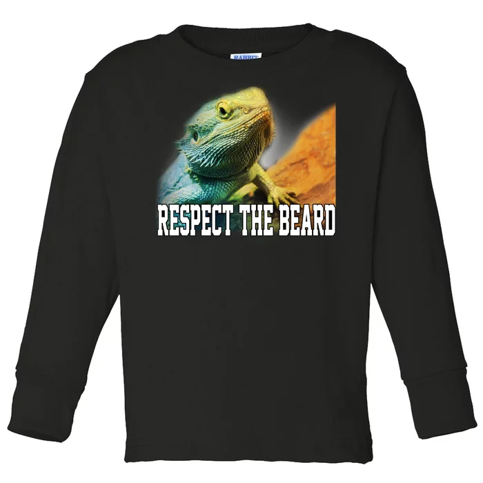 Respect The Beard Funny Bearded Dragon Toddler Long Sleeve Shirt