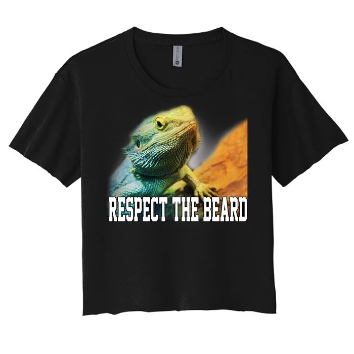 Respect The Beard Funny Bearded Dragon Women's Crop Top Tee