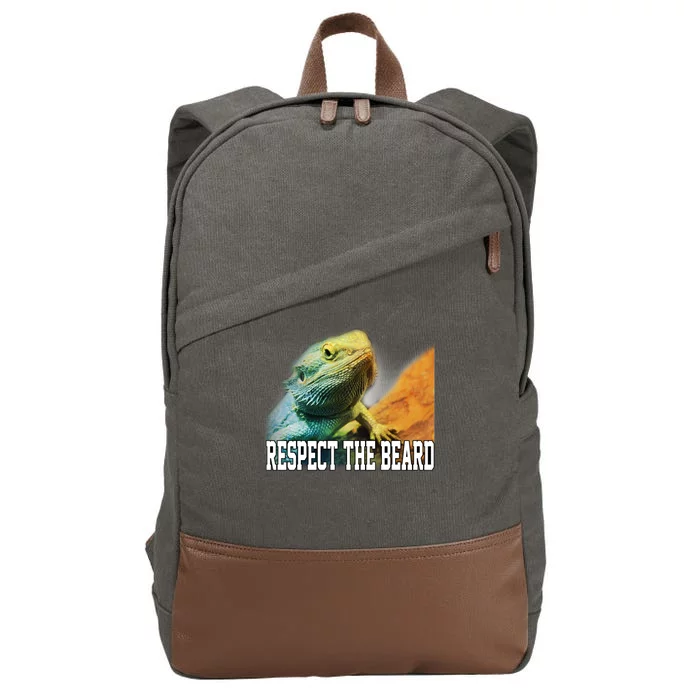 Respect The Beard Funny Bearded Dragon Cotton Canvas Backpack