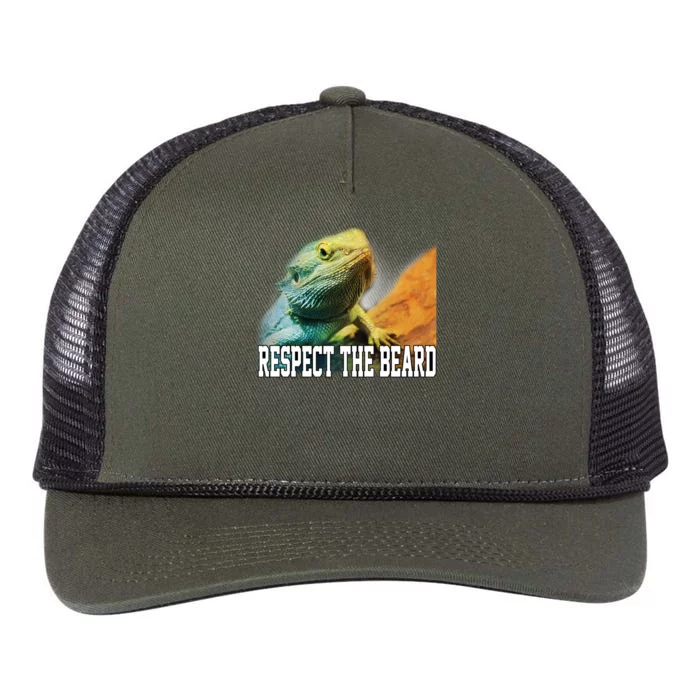 Respect The Beard Funny Bearded Dragon Retro Rope Trucker Hat Cap