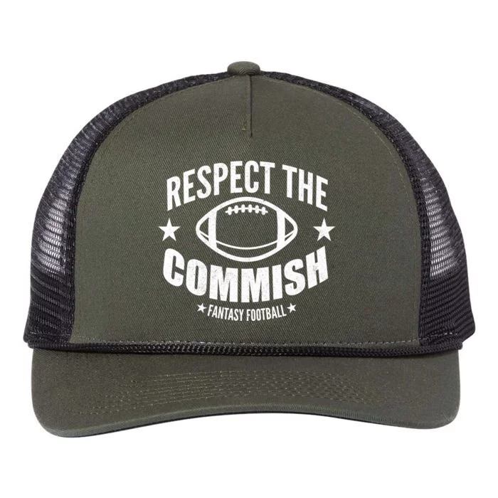 Respect The Commish Fantasy Football Retro Rope Trucker Hat Cap