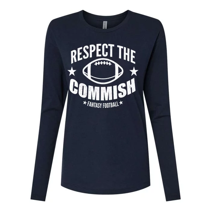 Respect The Commish Fantasy Football Womens Cotton Relaxed Long Sleeve T-Shirt