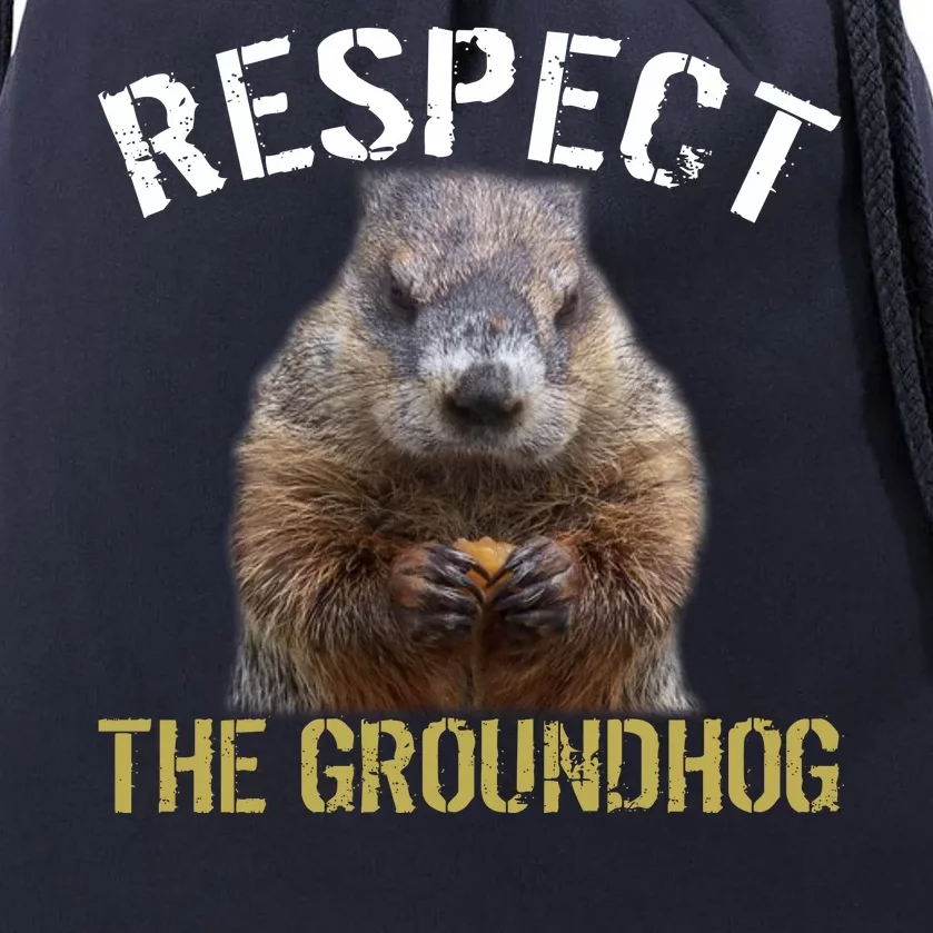 Respect The Groundhog Drawstring Bag