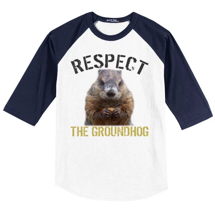 Respect The Groundhog Baseball Sleeve Shirt