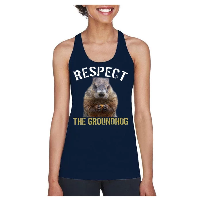 Respect The Groundhog Women's Racerback Tank