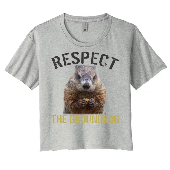 Respect The Groundhog Women's Crop Top Tee